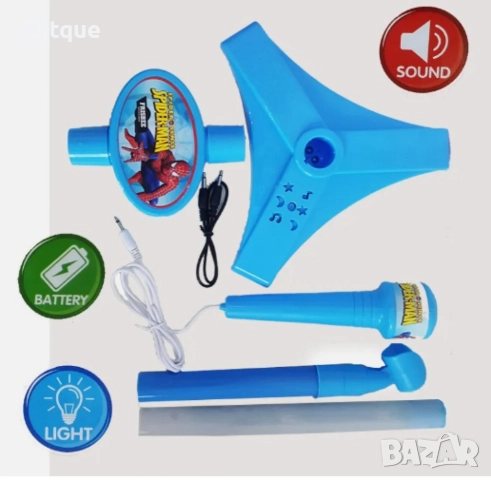 Детски светещ микрофон на стойка спайдърмен, снимка 5 - Други - 52865733