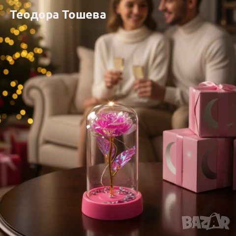 Светеща декоративна роза, снимка 3 - Подаръци за жени - 53070684