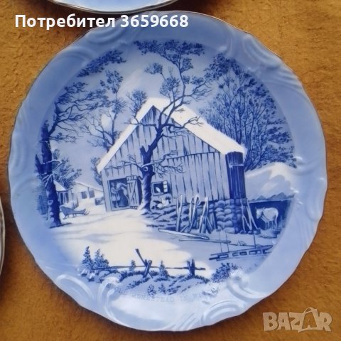 Четири страхотни чинии ,Фин порцелан,,зимен пейзаж, снимка 14 - Сервизи - 39970065