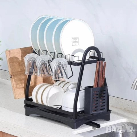 Пластмасов елегантен сушилник за съдове на две нива, снимка 6 - Други - 51948578