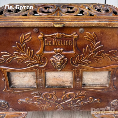 Стара кахлена - емайлирана печка, снимка 3 - Антикварни и старинни предмети - 52663974