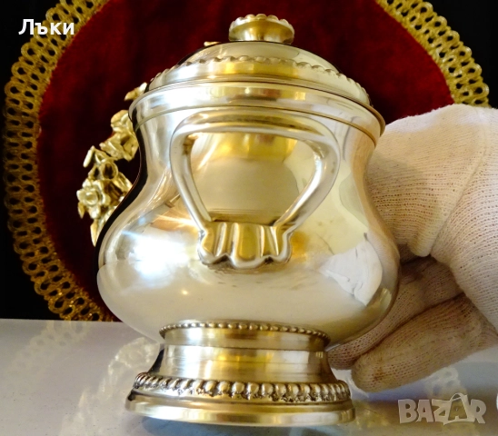 Бронзова захарница,Луи XVI,перлен релеф. , снимка 4 - Антикварни и старинни предмети - 52265658