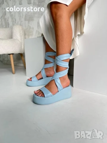 Сандали на платформа - синя кожа - SML66

.