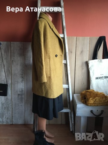 👢 Тренди палто в цвят горчица със съдържание на вълна🧡 м/л 💄, снимка 6 - Палта, манта - 43955018