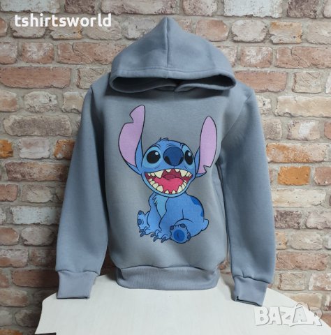 Нов детски суичър с дигитален печат Стич (Stitch) в тъмносив цвят, снимка 6 - Детски анцузи и суичери - 43377543