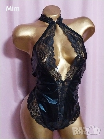  Резервирани 2XL Черно боди от еко кожа и дантела , снимка 7 - Корсети, бюстиета, топове - 53015307
