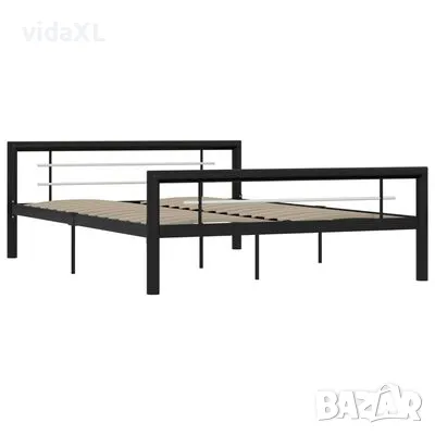 vidaXL Рамка за легло, черно и бяло, метал, 140x200 cм(SKU:284553), снимка 2 - Спални и легла - 48795795