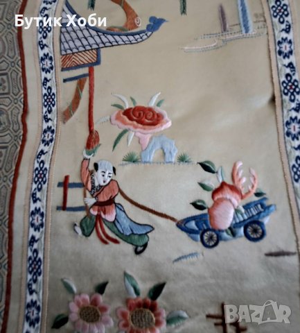 Стари бродирани пана от естествена коприна, снимка 11 - Антикварни и старинни предмети - 40807273