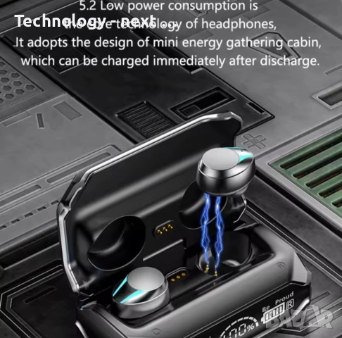 Смарт безжични слушалки TWS EM-M41, Bluetooth 5.2, LED дисплей, ЧЕРНИ, снимка 2 - Bluetooth слушалки - 52880450