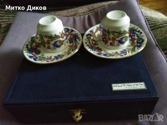 Kutahya марков порцелан маркиран комплект за кафе-две чаши и две чинийки ръчна изработка нов в кутия, снимка 5 - Сервизи - 39031800