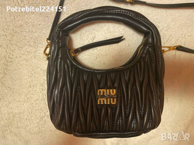 Дамска чанта Miu Miu Wander Black Womens 100% leather, снимка 2 - Чанти - 52436748