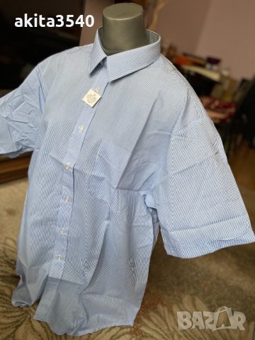 Синя мъжка риза с къс ръкав, снимка 5 - Ризи - 34914194