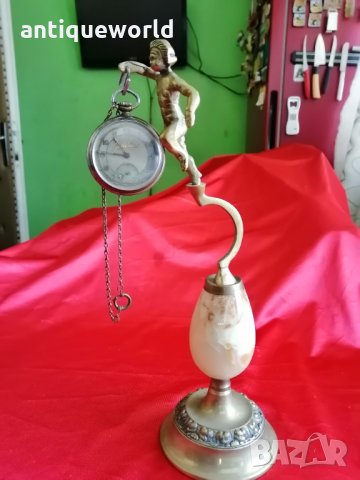 Уникат! Барокова Стойка за Джобен Часовник Бронз и Оникс