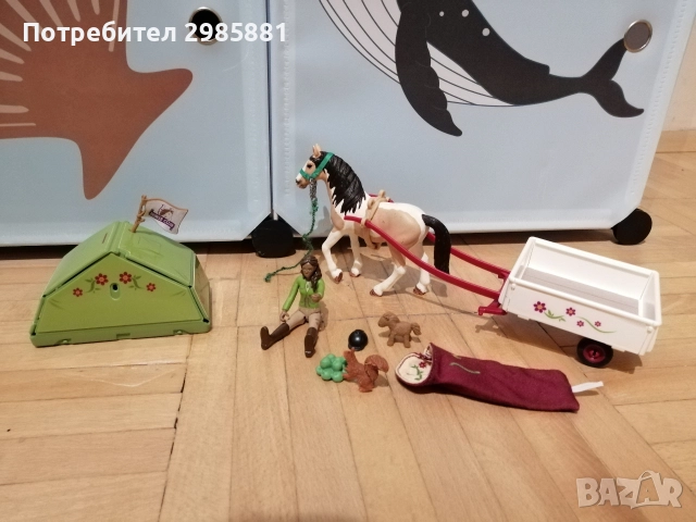 Schleich Horse Club комплект приключение с кон, ездачка, палатка, катеричка, конче, снимка 3 - Фигурки - 52666752