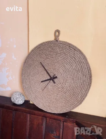 Арт стенен часовник Casa Decorator – дърво & въже, ръчна изработка, снимка 10 - Стенни часовници - 39958519