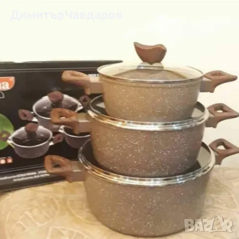 Комплект от 3 алуминиеви тенджери с капак, снимка 3 - Съдове за готвене - 49317852