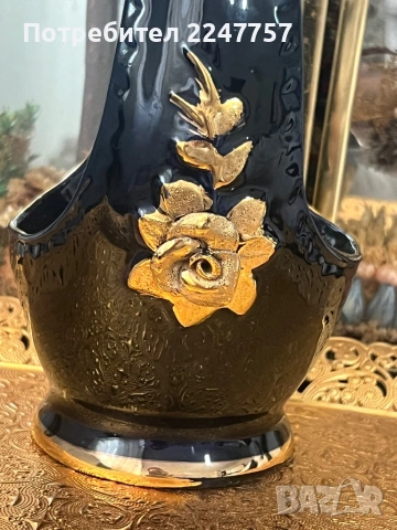 Ваза кошница порцелан Echt Kobalt, снимка 2 - Антикварни и старинни предмети - 53022220