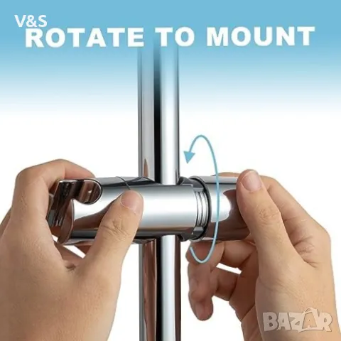 Държач за душ слушалка OFFO, регулируем диаметър 18-25 мм за плъзгаща се щанга, подвижна плъзгаща се, снимка 4 - Други стоки за дома - 49247461