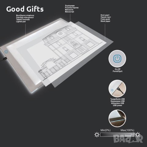 LED Графичен таблет за рисуване и чертежи, снимка 3 - Друга електроника - 43366441