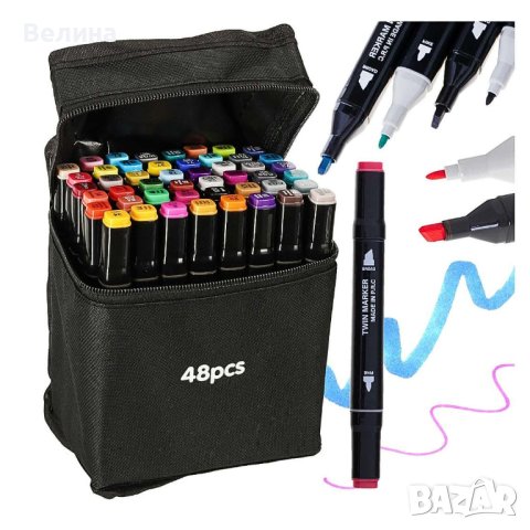 Алкохолни маркери двъстранни 48 или 168 броя двувърхи флумастери, снимка 4 - Ученически пособия, канцеларски материали - 43878895