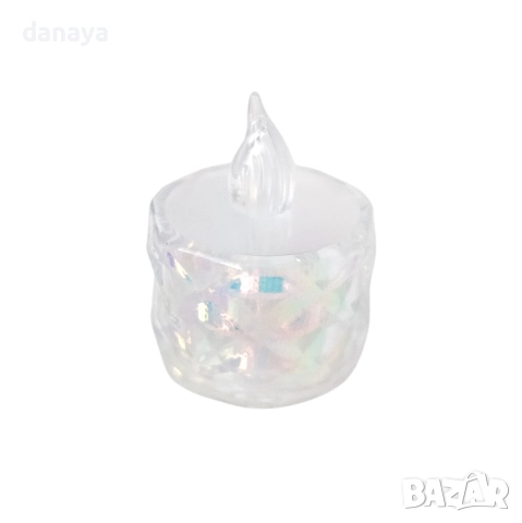 6183 Мини LED свещ с диамантен ефект, декоративна електронна свещ с пламък, 5×4 см, снимка 4 - Декорация за дома - 52029587