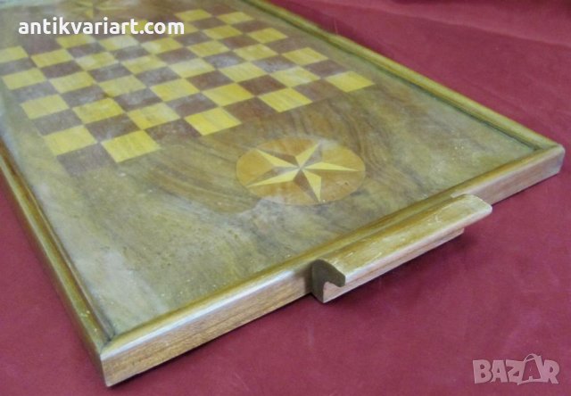 Стар Дървен Поднос Основа за Шах, снимка 7 - Антикварни и старинни предмети - 27679266