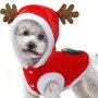  Коледна дрешка с еленски рогца, подходяща за малки кученца. Размер L, снимка 1 - За кучета - 42956299