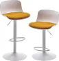 Висококачествени бар столове с регулируема височина, к-т от 2бр EUYY102-KS-1909WH-YW, снимка 1