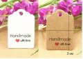 50 бр малки правоъгълни Handmade with love Тагове табелки етикети картонени подаръци ръчна изработка