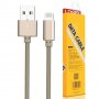 Кабел Lightning към USB за iPhone 5 iPhone 6 iPhone 7 Ldnio LS08 SS000060 -1м Gold метални букси ver, снимка 1 - USB кабели - 18643075