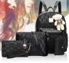 Черна Кожена Дамска Раница Комплект, снимка 2