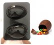 2 половини гладко голямо яйце поликарбонатна пластична гъвкава пластика форма шоколад шоколадово PP, снимка 1 - Форми - 37100525