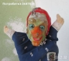 Кукер плашило кукла декорация фигура, баба Яга, кълвящи дървени пиленца, снимка 16