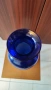 Нова, синя, декоративна, стъклена ваза, снимка 2