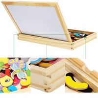Дървена магнитна дъска в кутия с тебешири флумастер занимателна играчка , снимка 3 - Други - 36403531
