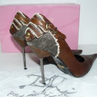 Patrizia Rigotti обувки висок ток, 10см, кожа и текстил – 38 номер, 258мм, снимка 4 - Дамски елегантни обувки - 28750757