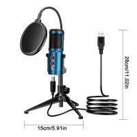 Комплект кондензаторен микрофон за стрийминг на подкаст USB Studio Pop Arm Стойка,ЧЕРЕН, снимка 5 - Микрофони - 40737748