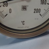 биметален термометър NUOVA FIMA Ø110mm G1/2 KL1 0/+200°C L- 100-300mm, снимка 5 - Резервни части за машини - 37104073