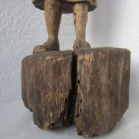 57 см. Момиче с петел Невероятна много стара дървена статуя , снимка 6 - Статуетки - 28940369