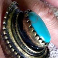 Уникален винтидж пръстен с Тюркоаз , снимка 1 - Обеци - 40805480