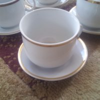 Чашки за кафе и чай с чинийки, златен кант, снимка 8 - Чаши - 26608162