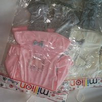 Бебешки комплект от две части,памучен плюш,има розов иБял цвят, снимка 4 - Бебешки гащеризони - 27439714