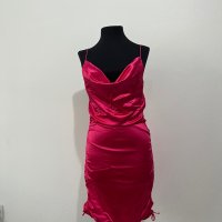 Сатенена розова рокля, снимка 3 - Рокли - 40577625