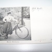 Стара немска пощенска картичка с Marie Barkany с велосипед, снимка 1 - Други ценни предмети - 36868310