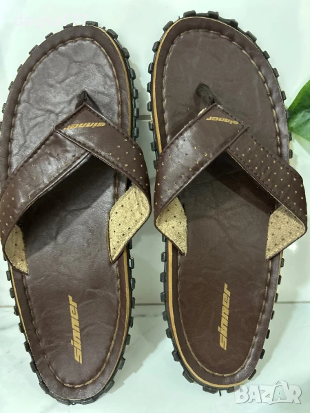 Нови олекотени кожени чехли / джапанки, снимка 1