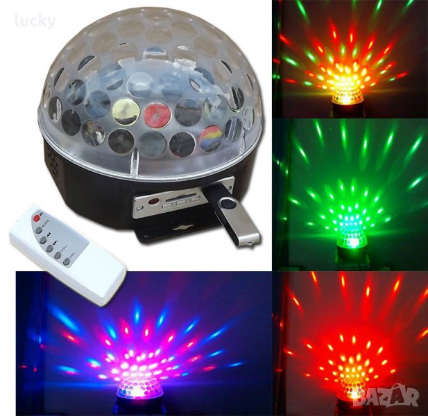 Bluetooth Диско лампа с вградени тонколонки + Флашка USB LED Light, снимка 1