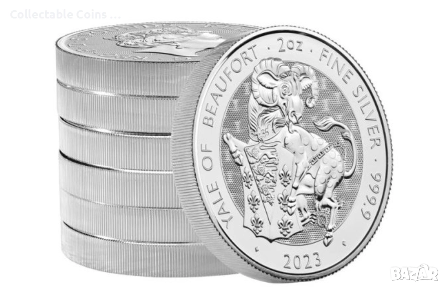 сребърна монета 2 oz оз Зверове на Кралицата Yale инвестиционно сребро, снимка 1