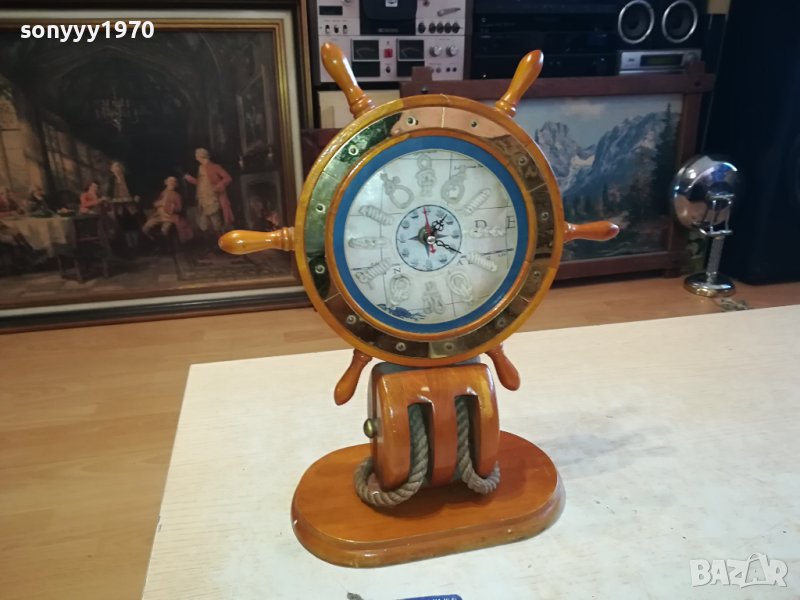 ДЪРВЕН КОРАБЕН РУЛ ЧАСОВНИК-33Х28Х13СМ M1712231013, снимка 1