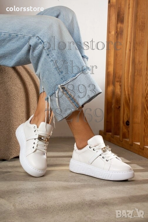 Равни кецове - бяла кожа - MLM900, снимка 1