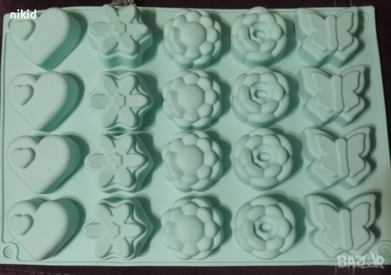 Сърце цвете пеперуда с релеф дълбок силиконов молд форма за шоколадови бонбони гипс сапун свещ , снимка 1